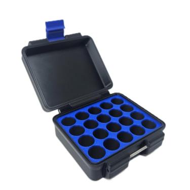 Imagem de Estojo de armazenamento de frascos de 3 ml impresso em 3D - capa dura de peptídeo segura para congelador para casa, geladeira, viagem (preto/azul, 20 frascos de 3 ml)