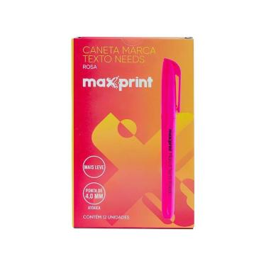 Imagem de Caixa 12 Canetas Marca Texto Needs Maxprint Escolar Rosa