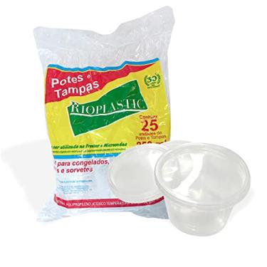 Imagem de Pote Descartável, Rioplastic, 250 ml, Redondo, Com Tampa, GNA, Transparente, Pacote com 25