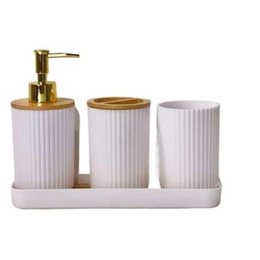 Imagem de Kit Lavabo Luxo - Conjunto Completo Para Pia De Banheiro, Design Refinado E Acabamento ImpecáVel(Kit4 listras circulares Branco)