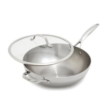 Imagem de GreenPan Frigideira wok de aço inoxidável de 30,5 cm com tampa, panela multiclad, adequada para indução, segura para lava-louças e forno, Valencia Pro