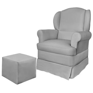 Imagem de Poltrona de Amamentação Sabrina com Balanço e Puff Veludo Cinza - Phoenix Baby