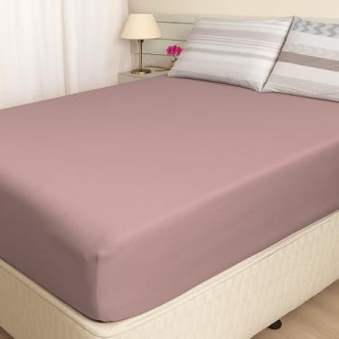 Imagem de Lençol De Cama Casal Padrão Avulso Com Elástico 170 Fios (Rosa Escuro)