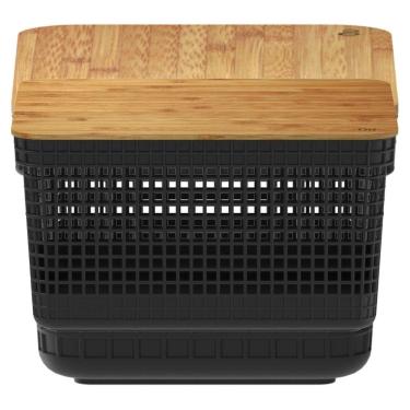 Imagem de Cesto Organizador Grid 8,0 Litros com Tampa de Bambu Preto OU