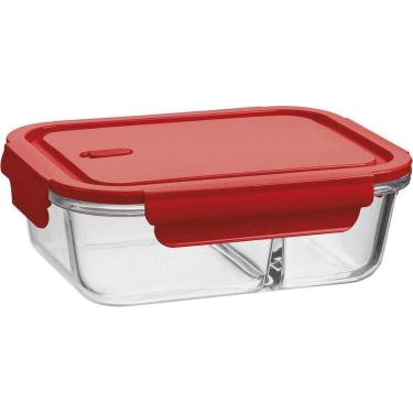 Imagem de Pote De Vidro Divisória Hermético 1 Litro C/Tampa Marmita