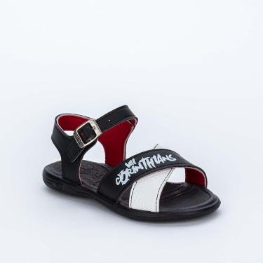 Imagem de Sandália Infantil Kidy Flex Corinthians Preta e Branca