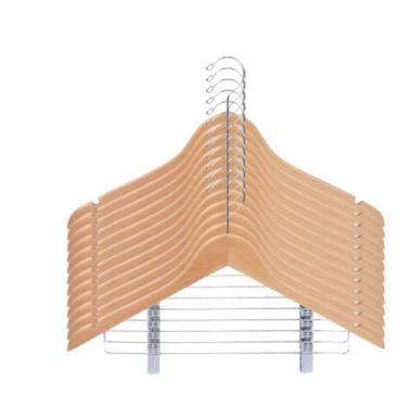 Imagem de Kit 12 Cabides Madeira Premium Verniz para Roupas Armario - Shark Blue