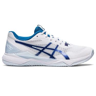 Imagem de ASICS Tênis esportivo feminino Gel-Tactic Indoor, Branco/azul índigo, 41