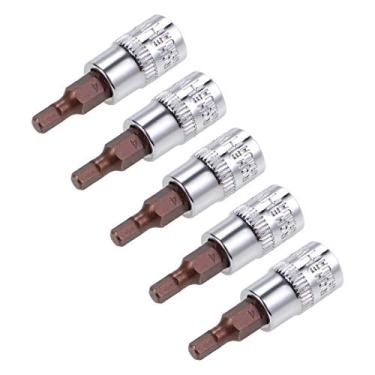 Imagem de uxcell 5 peças de 1/10.2 cm x soquete hexagonal H4 (4 mm), soquetes CR-V de aço S2, comprimento de 38 mm, uso com chave catraca, barra deslizante, haste de extensão