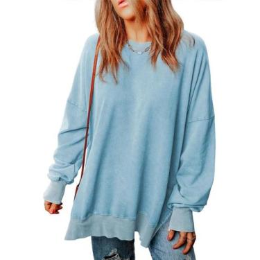 Imagem de Moletom feminino SHEWIN, casual, gola redonda, pulôver de lã