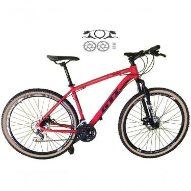Imagem de Bicicleta Aro 29 Gti Roma Alumínio 21v Freio A Disco Hidráulico Garfo Com Suspensão Pneu Faixa - Vermelho Tam.19