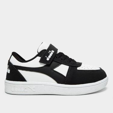 Imagem de Tênis Infantil Diadora Playmaker VLC Menino, Preto, Branco, 31