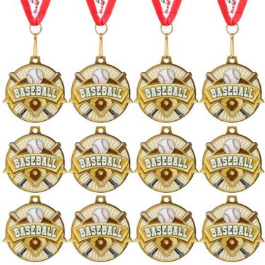 Imagem de Medalhas esportivas Ecation Baseball Gold 5x5 cm, pacote com 12