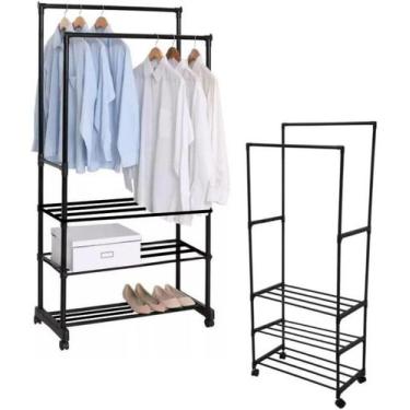 Imagem de Cabideiro Prateleiras 8 Kg Plastico Pp E Ferro 57 Cm X 30 Cm X 154 Cm 