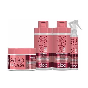 Imagem de Eico Salão em Casa Hidratação Intensiva Shampoo 450ml e Condicionador 400ml Tratamento Máscara 270g Finalizador Spray 120ml