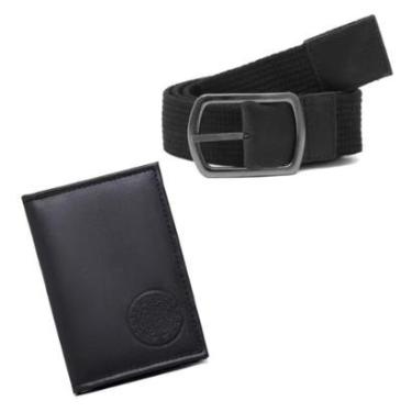 Imagem de Kit Porta Documentos CNH RG Couro Divisorias Estampa Medalha São Bento e Cinto Gorgurão Reforçado-Masculino