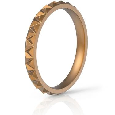 Imagem de ThunderFit Anéis Femininos em Silicone (sem metal/pedra) – Alianças de Casamento Empilháveis Textura Triangular – 2,5mm largura, 2mm espessura – Tamanho 5.5-6 (16,5mm)