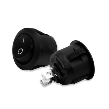 Imagem de 01 Botão Gangorra Redondo Preto On/Off Liga Desliga KCD1-106