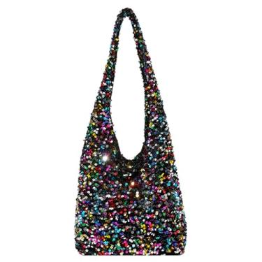 Imagem de Extolove Bolsa feminina com lantejoulas brilhantes para noite bolsa Hobo Glitter bolsa para festa de casamento, Cor de lantejoulas pequenas