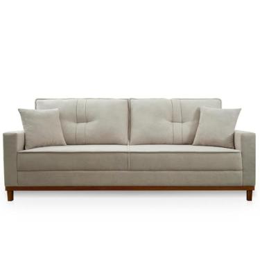 Imagem de Sofá compacto para sala de estar Sofá de tecido de 1,5 metros Veludo bege