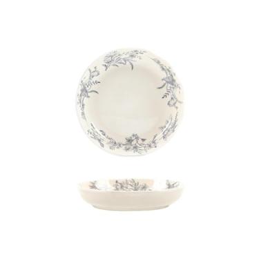 Imagem de Pratos retrô azuis de cor sólida de cerâmica nórdica para uso doméstico fresco - prato fundo redondo de 18,3 cm