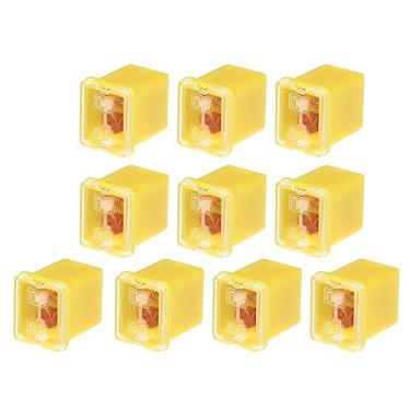 Imagem de Generic 10 peças mini fusíveis em forma de caixa 60 amperes, universal para caminhonetes, carros, SUV, plástico durável, metal amarelo