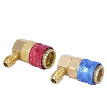 Imagem de YOUTHINK Acoplador Rápido de Ar Condicionado, Material de Cobre, Conector de Ar Condicionado Fácil de Instalar para Porta de Serviço R134A Com Adaptador de 90 Graus Adequado para a Maioria Dos