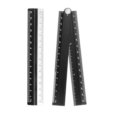 Imagem de Generic Kit de régua dobrável e reta 30/15 cm transferidor de plástico de liga de alumínio métrico régua angular dobrável para sala de aula em casa, escritório, preto