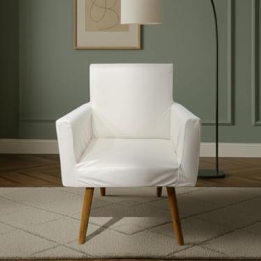 Imagem de Capa Para Poltrona Nina Decorativa Sala Escritorio Quarto Em Malha Gel Liso (Branco)