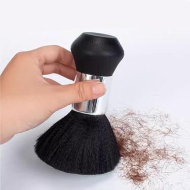 Imagem de Escova de barbeiro com espanador de pescoço macio, escova profissional de corte de cabelo, escovas de limpeza facial, cerdas de nylon, ferramenta de salão de beleza para salão de beleza, 1 peça, preta