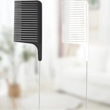 Imagem de Pente profissional de cabeleireiro, design ergonômico com cauda de rato de aço inoxidável para realçar o cabelo, material premium para salão de beleza e uso doméstico