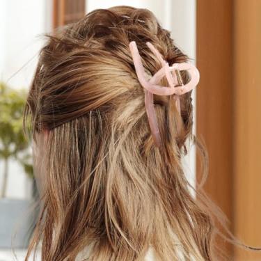 Imagem de 2 peças de grampos de cabelo em forma de X em cor doce para mulheres, acessórios de cabelo de plástico transparente pastel estilosos, garra de cabelo leve antiderrapante para uso diário