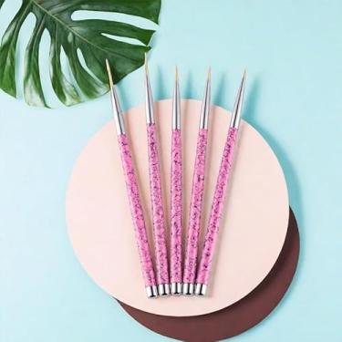 Imagem de Pincéis de delineador de unhas, 5 peças 20/15/11/9/7 mm, conjunto de canetas de pincel, pintura em gel UV profissional, design de arte de unhas, pincel fino para arte em unhas (rosa)