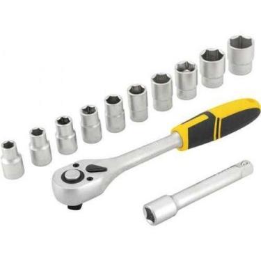 Imagem de Jogo de Soquetes Sextavados com Encaixe de 1/2 10 mm a 24 mm com Catra