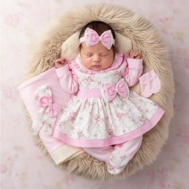 Imagem de Saída Maternidade Conjunto Roupa Para Bebê Menina Charmosinha 05 Peças