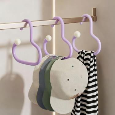 Imagem de Conjunto de 3 peças de anel redondo de dopamina para roupas, cachecol, toalha, gancho, portátil, suporte para pendurar, guarda-roupa, organizador de cabides (roxo)
