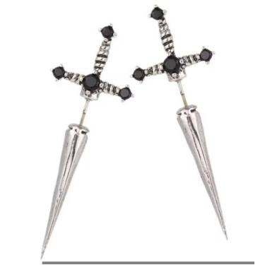 Imagem de Par de Brinco Adaga Designer Medieval Viking em Aço Inox - Magazine wo