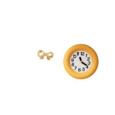 Imagem de Fenteer Puxador de Laço em Latão para Gaveta E Armário de Cozinha com Relógio de Parede Silencioso Contemporâneo, Redondo, em Madeira, para Quarto E Sala de J