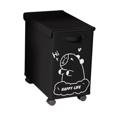 Imagem de Generic Carrinho de utilidades embaixo da mesa com tampa e rodas, recipiente prático de armazenamento móvel para carrinho de rodinhas para escritório e casa, Black Capybara L