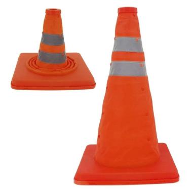 Imagem de Cone Retratil Portatil Sinalizador Dobravel Flexivel Obra Trafego Segurança Estacioname...