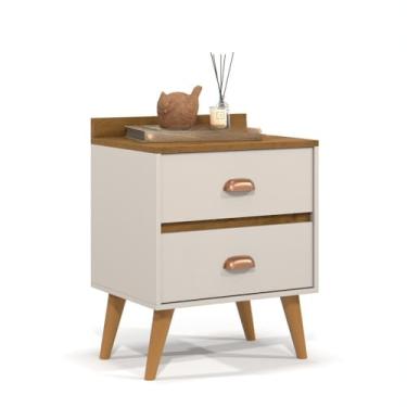Imagem de Mesa de Cabeceira com 1 ou 2 Gavetas - Opções de Organização(MADERO(2 gavetas),CINZA/FREIJÓ)