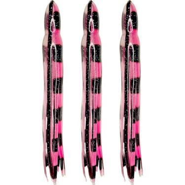Imagem de Saias de lula de 19 cm iscas de pesca iscas de polvo Hoochie para água doce e salgada (3 saias) (rosa e Starlight Sparkle Mamba)