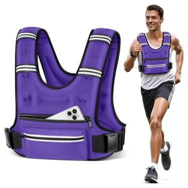 Imagem de Mieakvool Coletes ponderados para mulheres e homens, 8 12 16 9 kg colete ponderado com bolsos de armazenamento, colete de corrida com faixa refletiva, colete de peso com alças ajustáveis para corrida