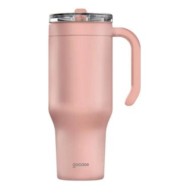 Imagem de Copo Térmico Gocase 1180Ml Aço Inox Com Canudo Flip E Ta Ros