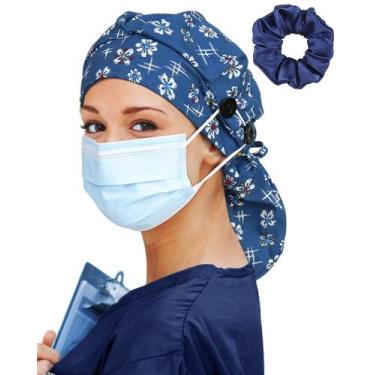 Imagem de Boné cirúrgico Hachapy Large Satin Nurse Nurse Cap para cabelos longos