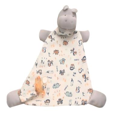 Imagem de Naninha para Bebê com Prendedor de Chupeta Bichinhos Estampada Algodão (50% Algodão, Hipopótamo)