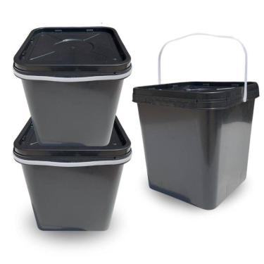 Imagem de Balde Quadrado Resistente Com Tampa Lacre 02 Pçs