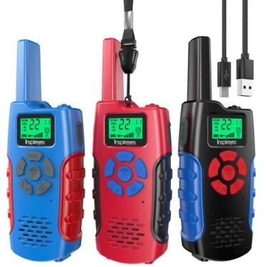 Imagem de Walkie Talkies Inspireyes recarregáveis para crianças, pacote com 3 a 