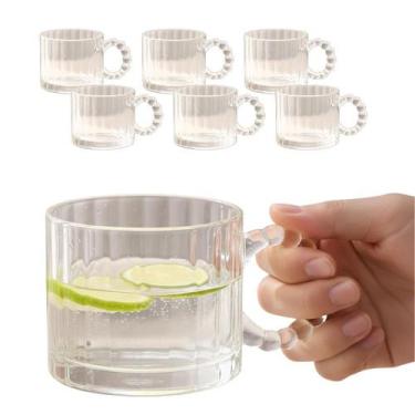 Imagem de Jogo 6 Xícaras Alça Pérola De Vidro Para Café Chá 320ml Transparente -