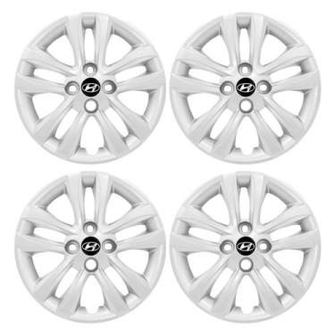 Imagem de Jogo Calota Aro 15 Prata Hb20 Hatch 2016 2017 2018 Com Emblema - GFM